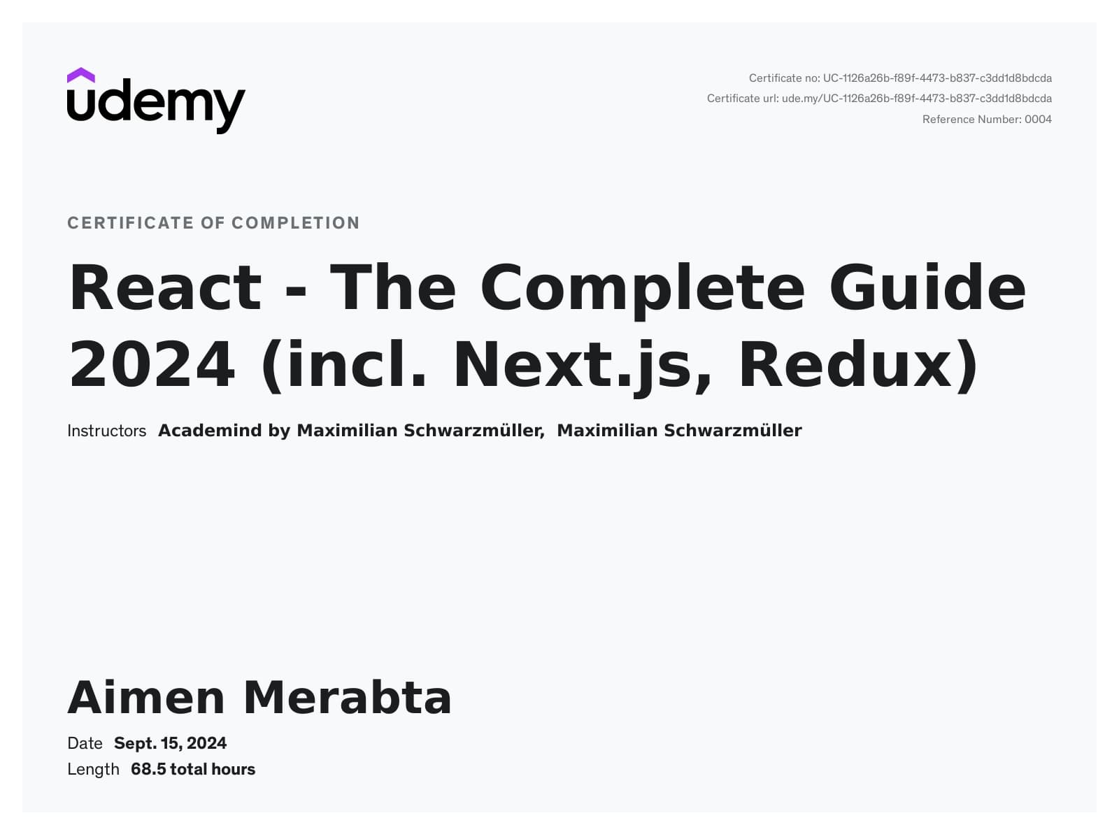 React Certificate