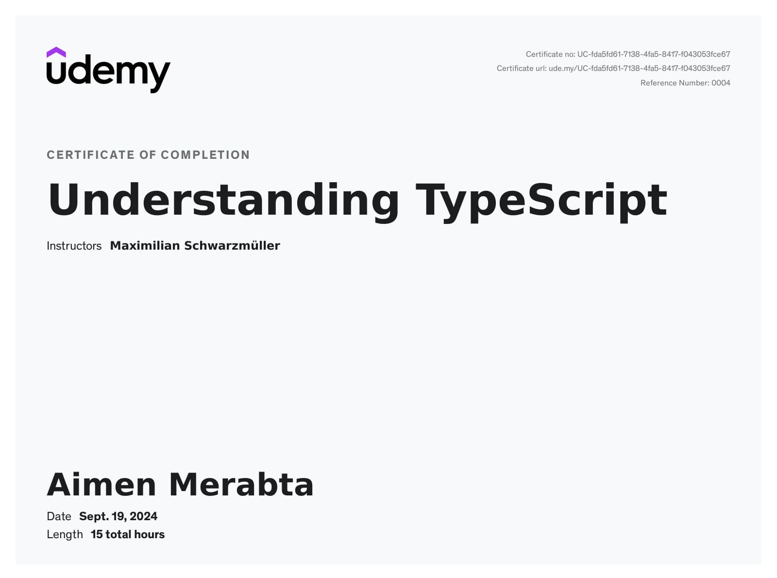 TypeScript Certificate
